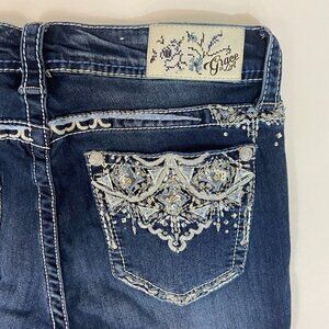 Grace in LA Jeans Women's Sz 27 (27 x 22) Easy Fit Cropped Mid Rise Embellished